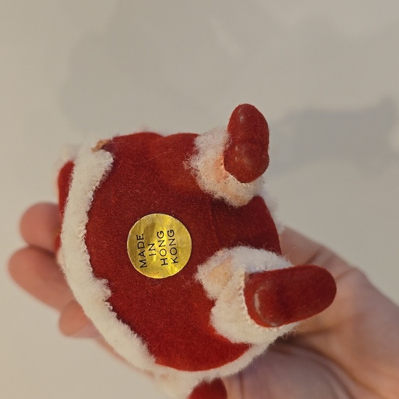 Vintage 1960s flocked dancing Santa christmas ornament - Picture 4 of 4